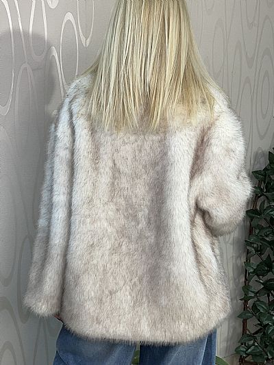 Γυναικεία Συνθετική Γούνα AZAKA Paris σε Λευκό-Μπεζ