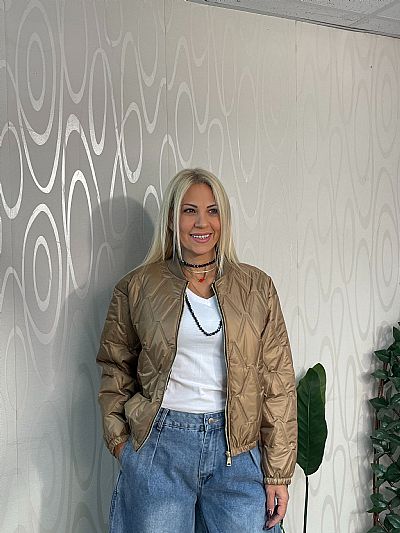 Γυναικείο Μπεζ Καπιτονέ Τζάκετ