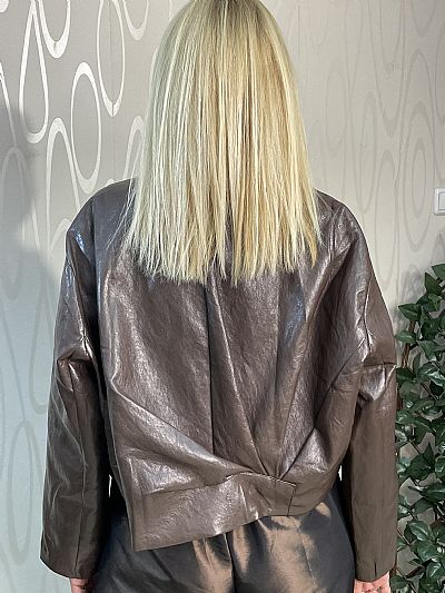 Γυναικείο Τζάκετ Δερματίνης σε Καφέ