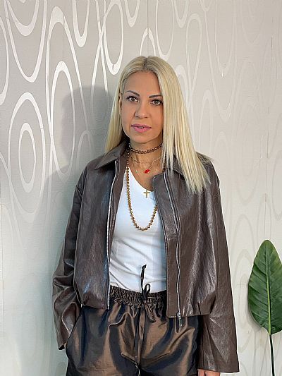 Γυναικείο Τζάκετ Δερματίνης σε Καφέ
