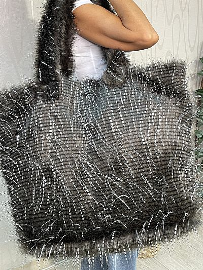 Γυναικεία Τσάντα Lumina με Συνθετική Γούνα και Σχέδιο