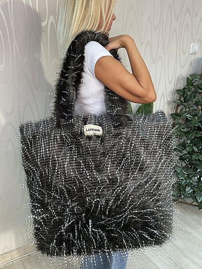 Γυναικεία Τσάντα Lumina με Συνθετική Γούνα και Σχέδιο