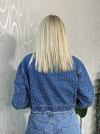 Γυναικείο Κοντό Τζιν Τζάκετ με Λάστιχο