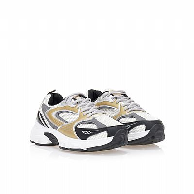 Λευκά sneakers με χρυσές και ασημί λεπτομέρειες